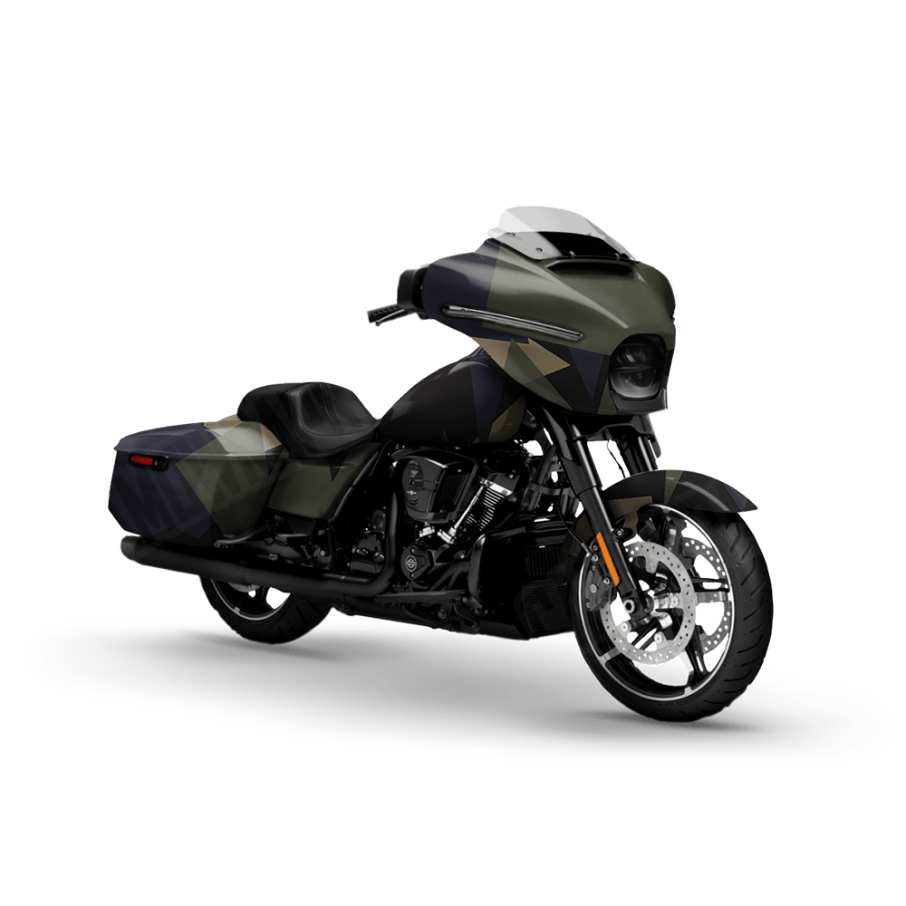 Shattered Militant Blue Motorcycle Camo Vinyl Wrap