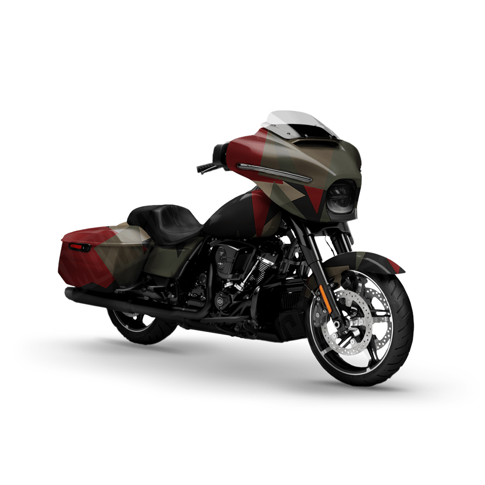 Shattered Militant Red Motorcycle Camo Vinyl Wrap