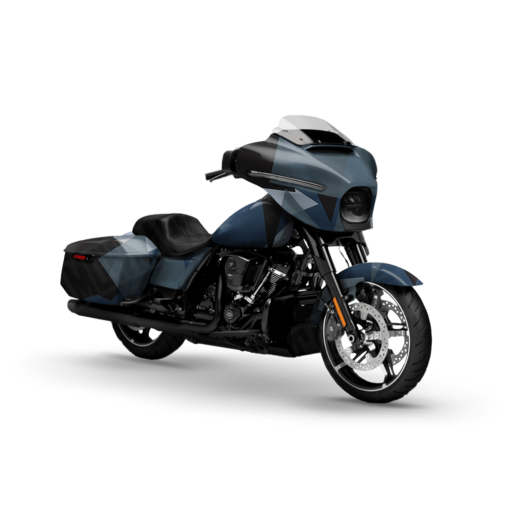 Shattered Navy Motorcycle Camo Vinyl Wrap