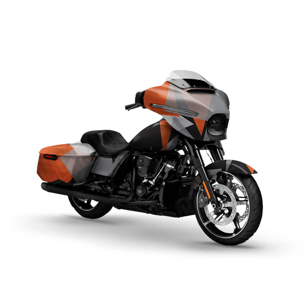 Shattered Orange Tiger Motorcycle Camo Vinyl Wrap