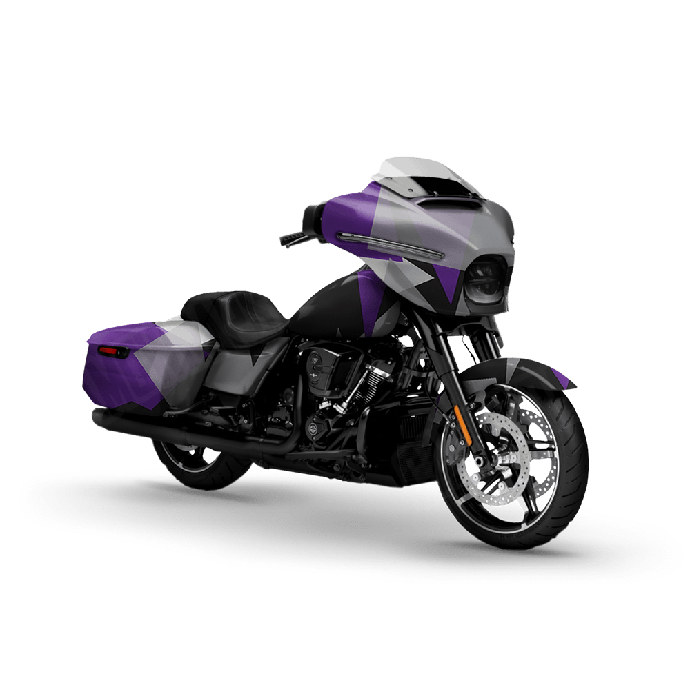 Shattered Purple Tiger Motorcycle Camo Vinyl Wrap