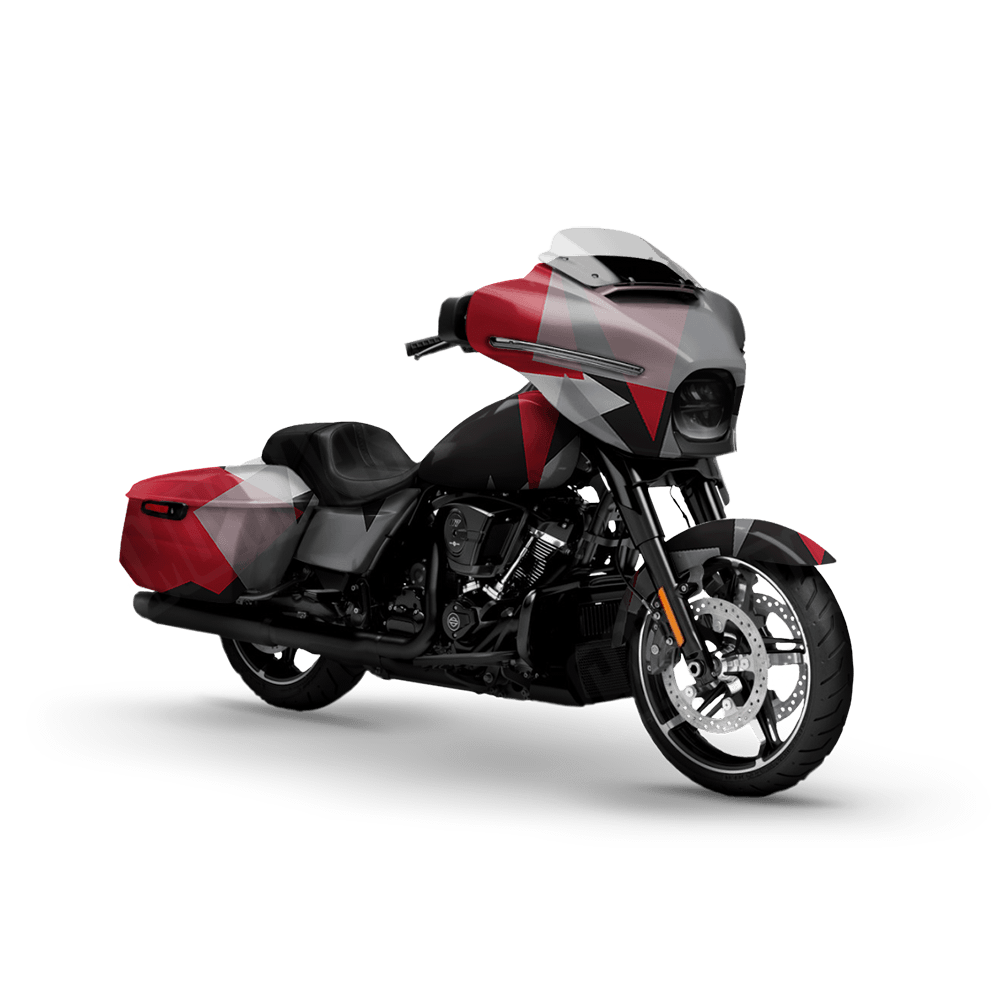 Shattered Red Tiger Motorcycle Camo Vinyl Wrap