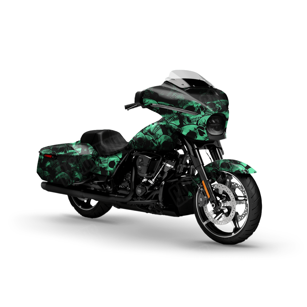 Skull Aquamarine Motorcycle Wraps