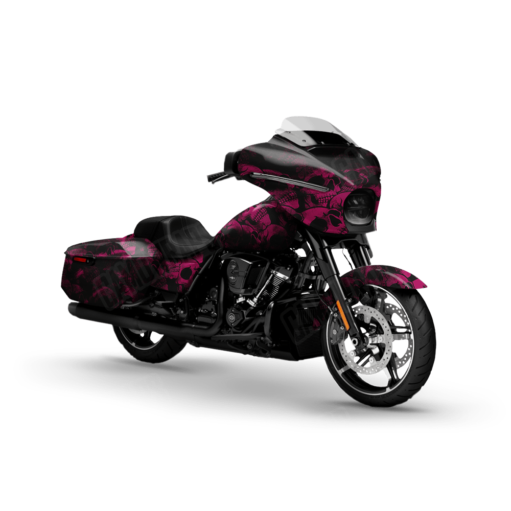 Skull Magenta Motorcycle Wraps