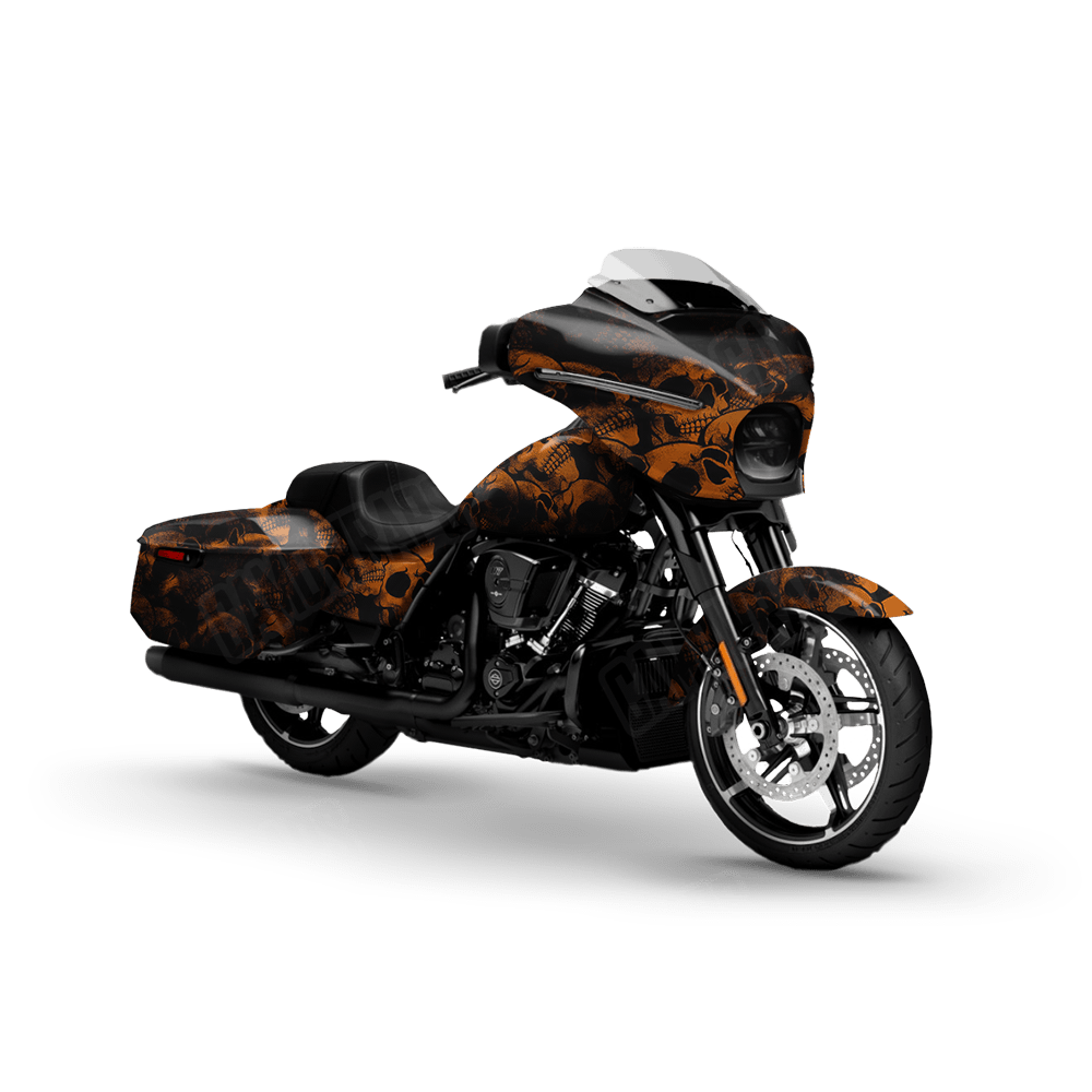 Skull Orange Motorcycle Wraps
