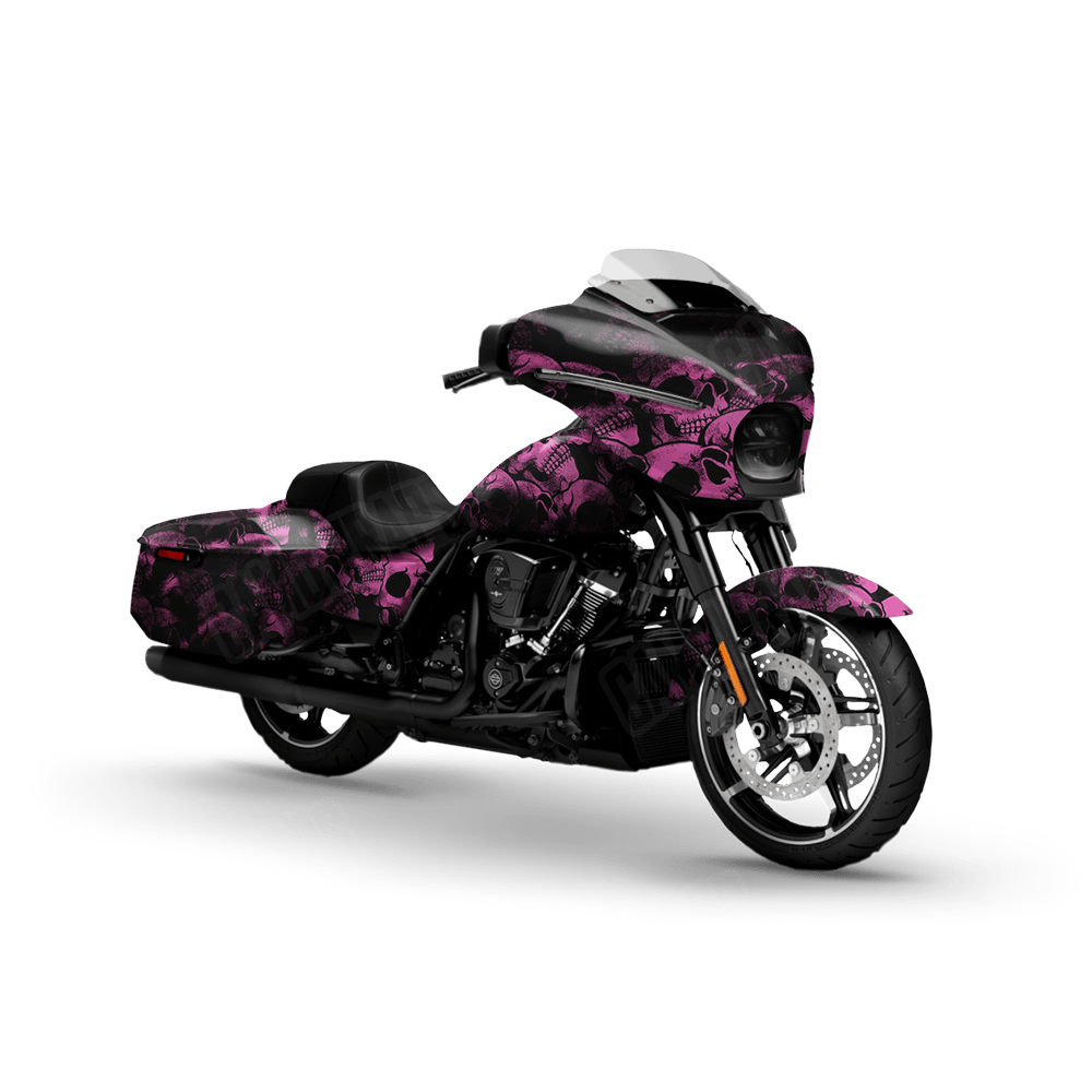 Skull Pink Motorcycle Wraps