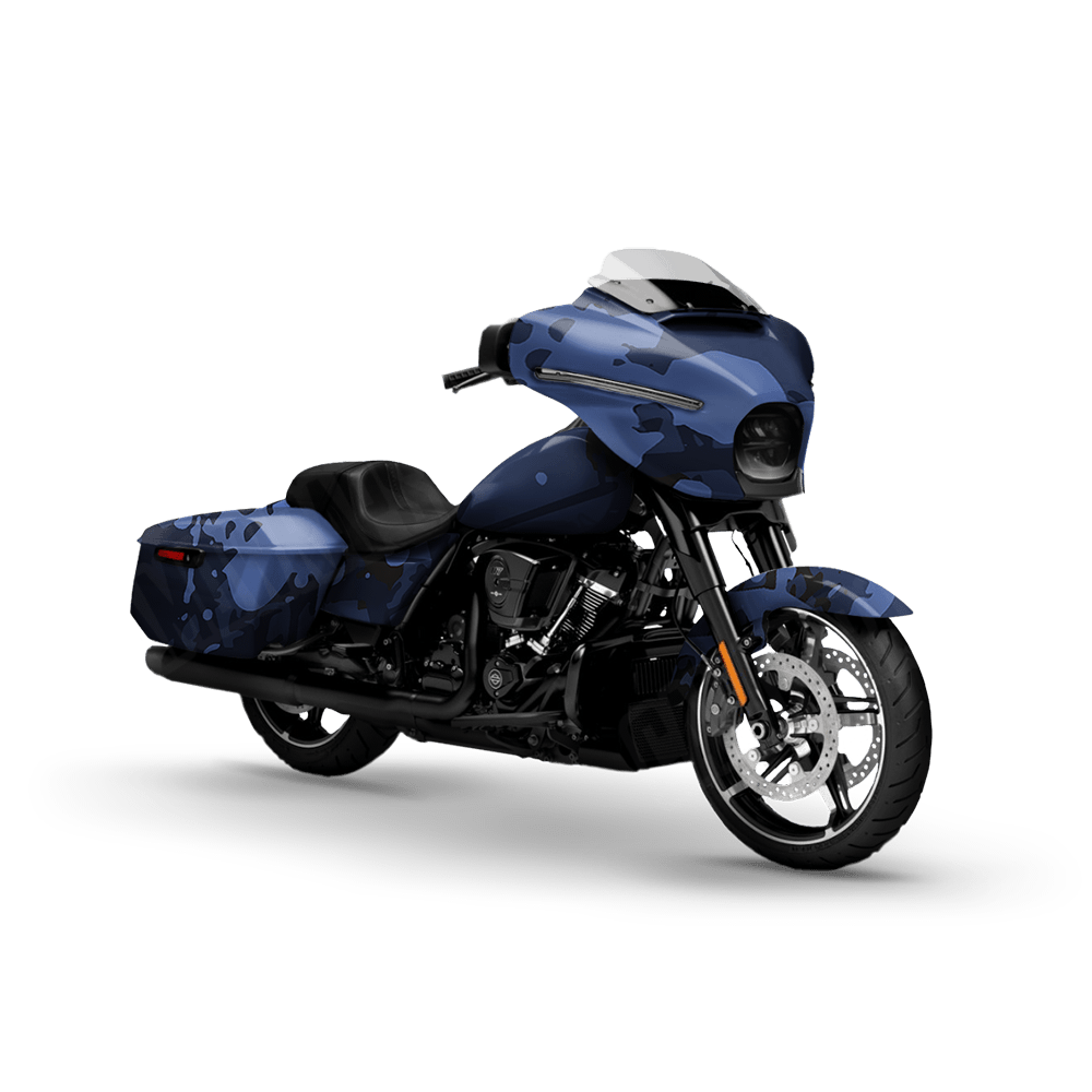 Tire Splatter Blue Midnight Motorcycle Camo Vinyl Wrap