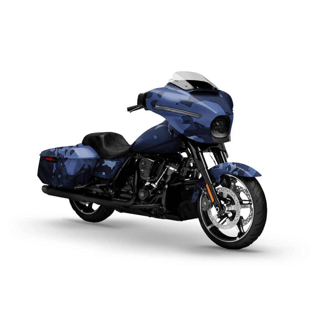 Tire Splatter Blue Urban Night Motorcycle Camo Vinyl Wrap