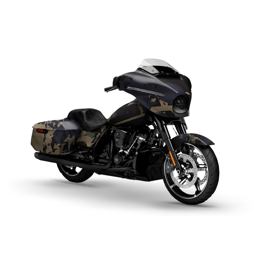 Tire Splatter Militant Blue Motorcycle Camo Vinyl Wrap