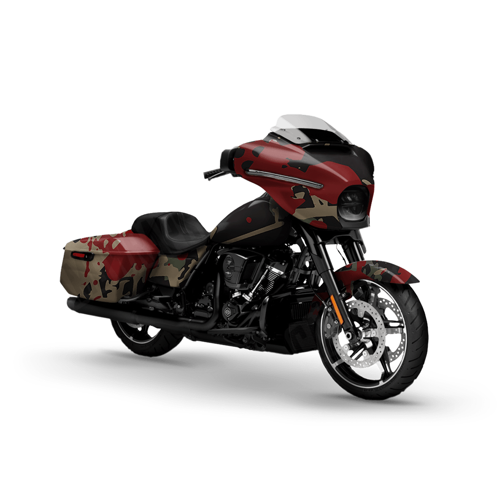 Tire Splatter Militant Red Motorcycle Camo Vinyl Wrap