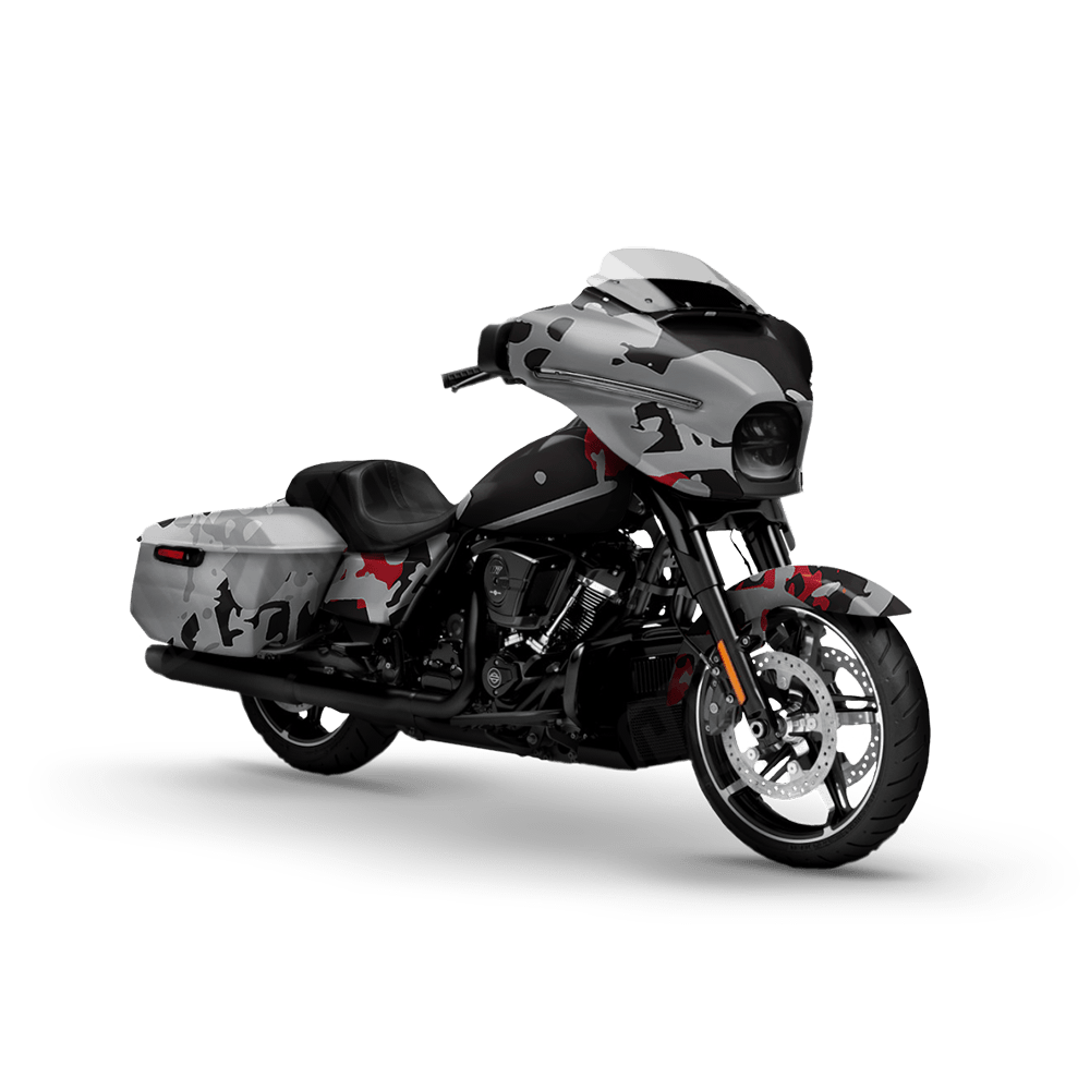 Tire Splatter Red Tiger Motorcycle Camo Vinyl Wrap