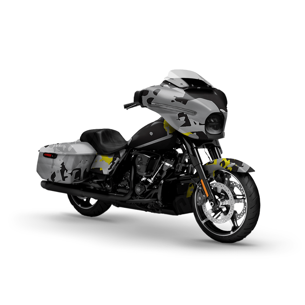 Tire Splatter Yellow Tiger Motorcycle Camo Vinyl Wrap