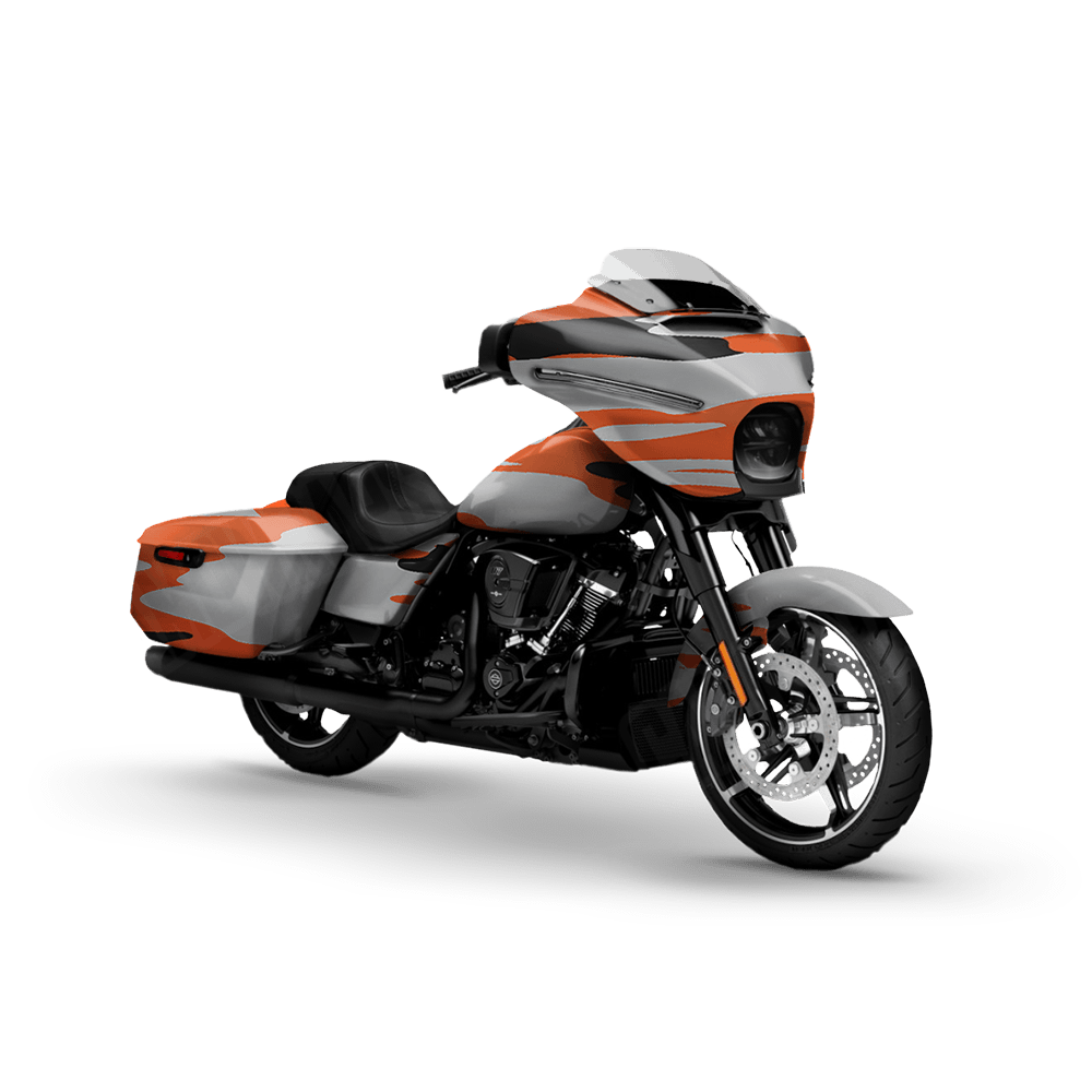 Treetop Orange Tiger Motorcycle Camo Vinyl Wrap