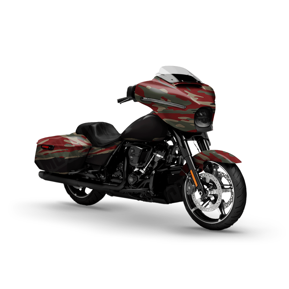 Vietnam Tiger Stripe Militant Red Motorcycle Camo Vinyl Wrap