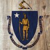 US States Massachusetts Distressed Flag Cornhole Vinyl Wrap