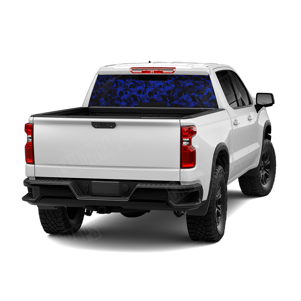 Skull Blue Rear Window Graphics