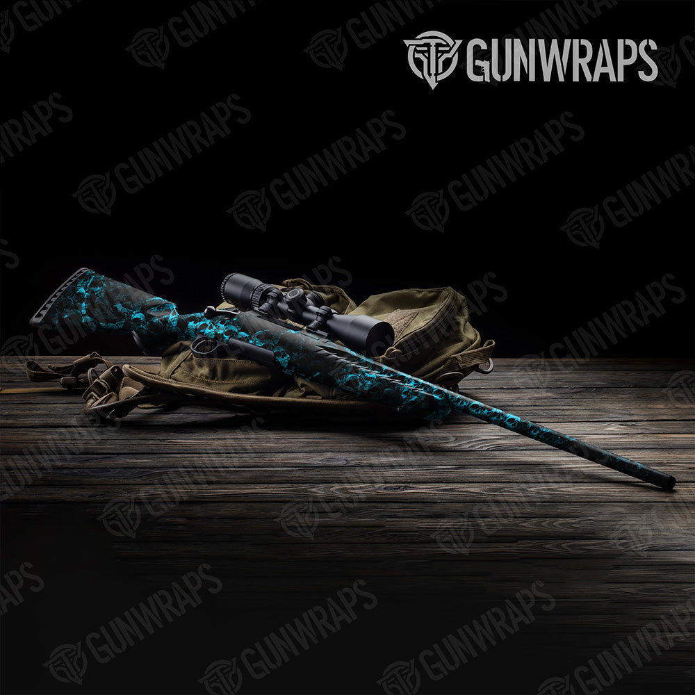Skull Cyan Rifle Gun Skin Vinyl Wraps
