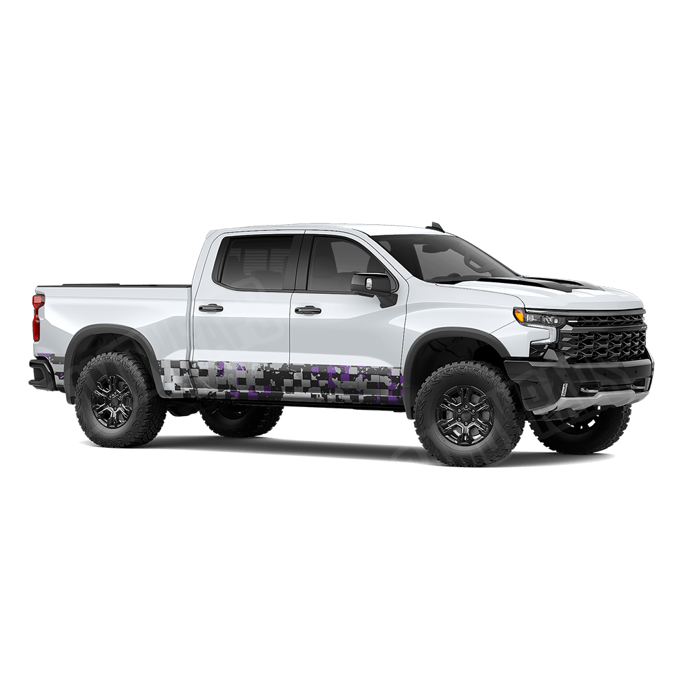Broken Plaid Purple Tiger Rocker Panel Camo Vinyl Wrap