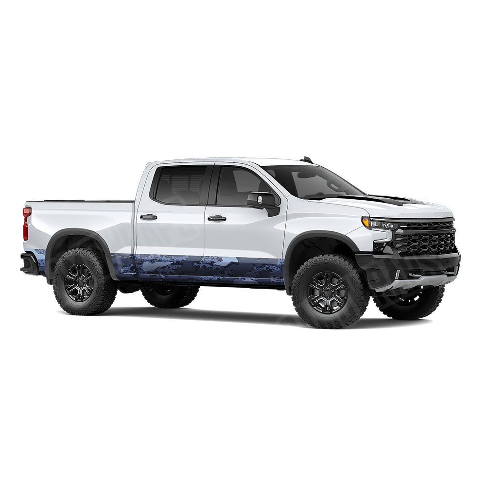 Compound Blue Urban Night Rocker Panel Camo Vinyl Wrap