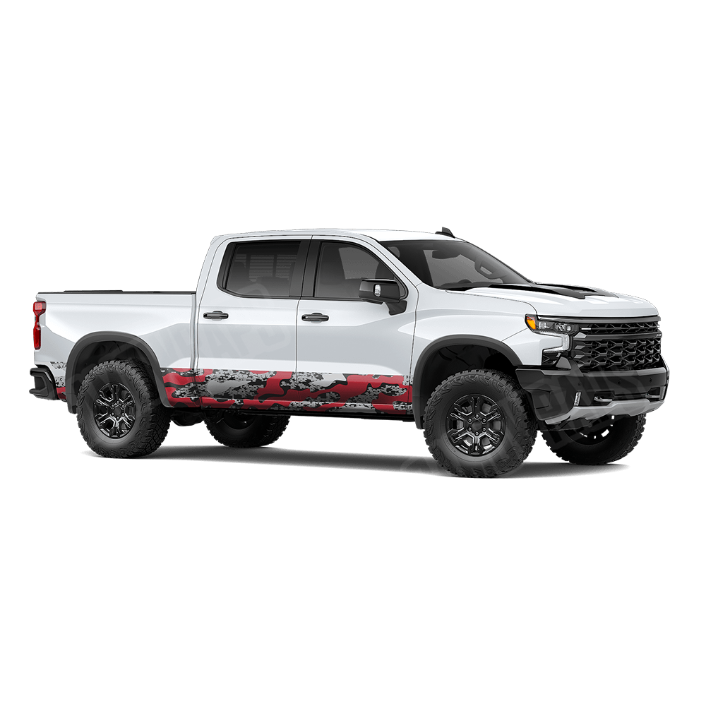 Compound Red Tiger Rocker Panel Camo Vinyl Wrap