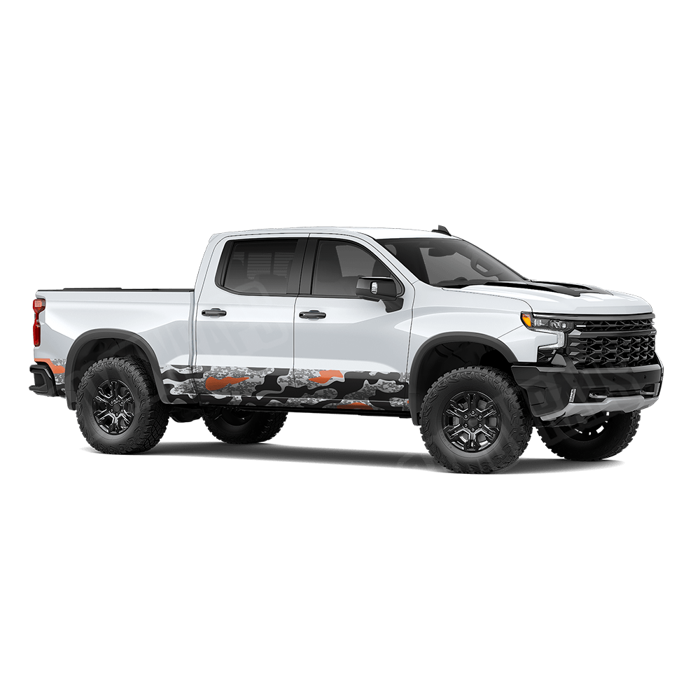 Compound Urban Orange Rocker Panel Camo Vinyl Wrap