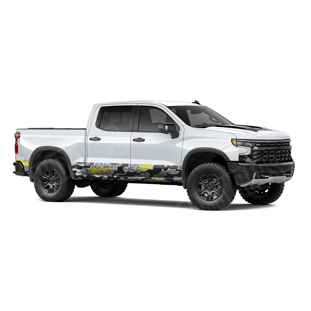 Compound Urban Yellow Rocker Panel Camo Vinyl Wrap