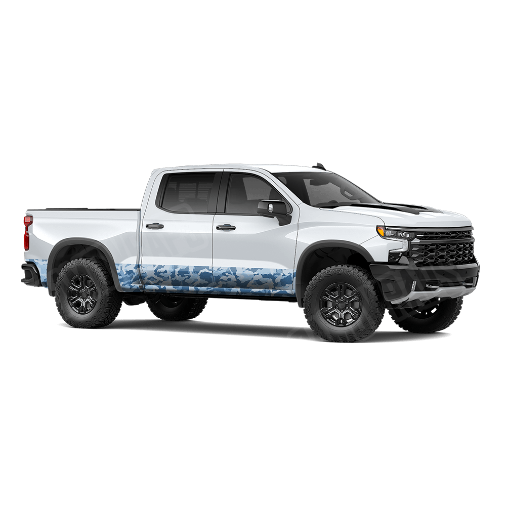 Erratic Cool Blue Rocker Panel Camo Vinyl Wrap