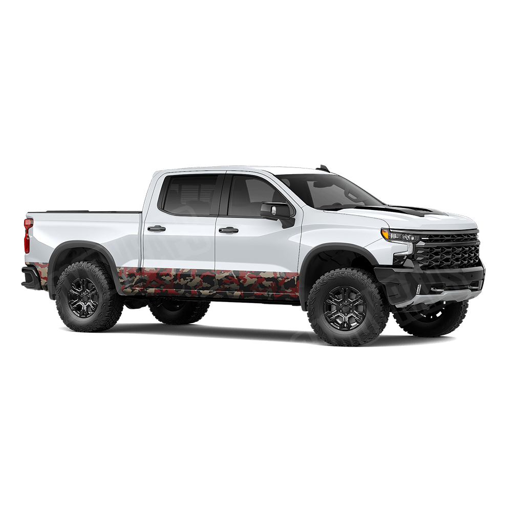 Erratic Militant Red Rocker Panel Camo Vinyl Wrap