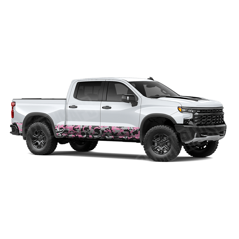Erratic Pink Tiger Rocker Panel Camo Vinyl Wrap