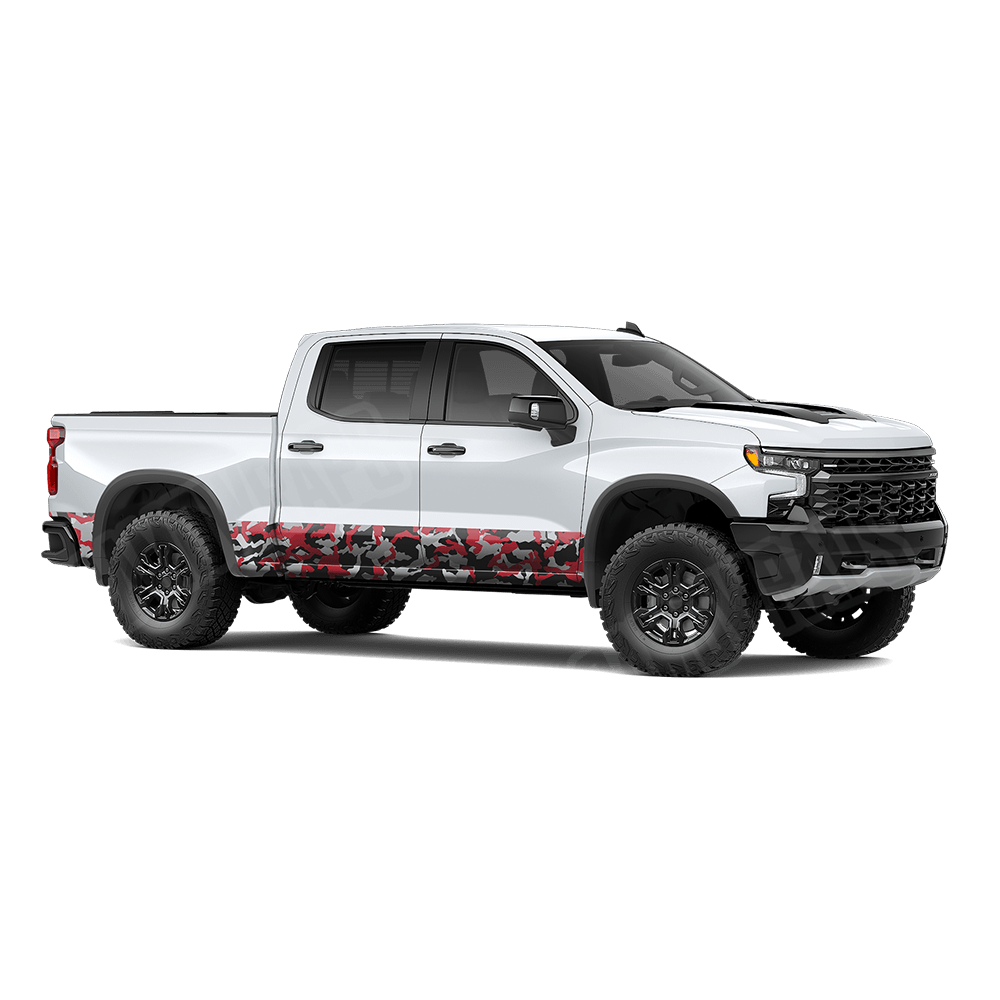 Erratic Red Tiger Rocker Panel Camo Vinyl Wrap