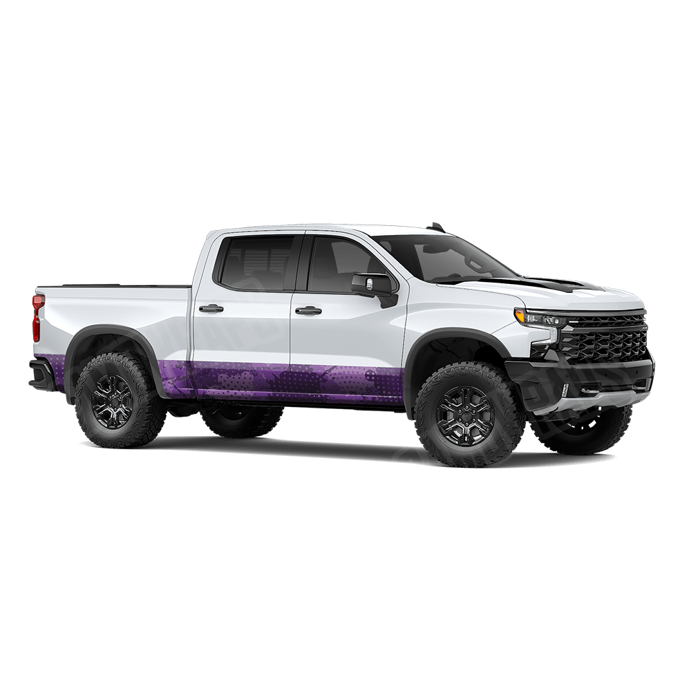 Halftone Splatter Elite Purple Rocker Panel Camo Vinyl Wrap