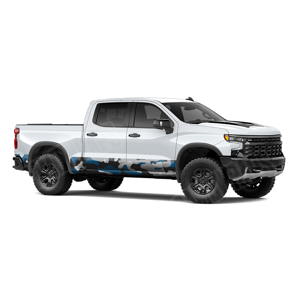 Jumbo Classic Blue Tiger Rocker Panel Camo Vinyl Wrap