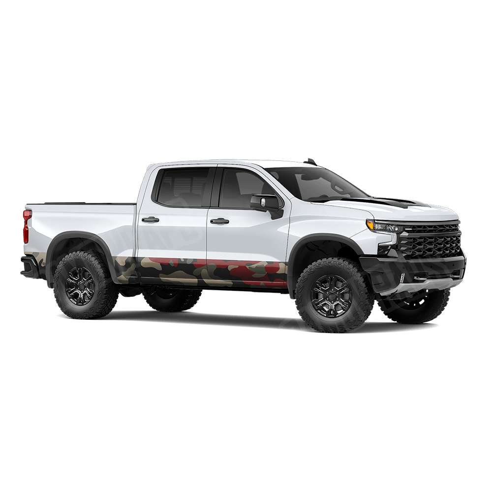 Jumbo Classic Militant Red Rocker Panel Camo Vinyl Wrap
