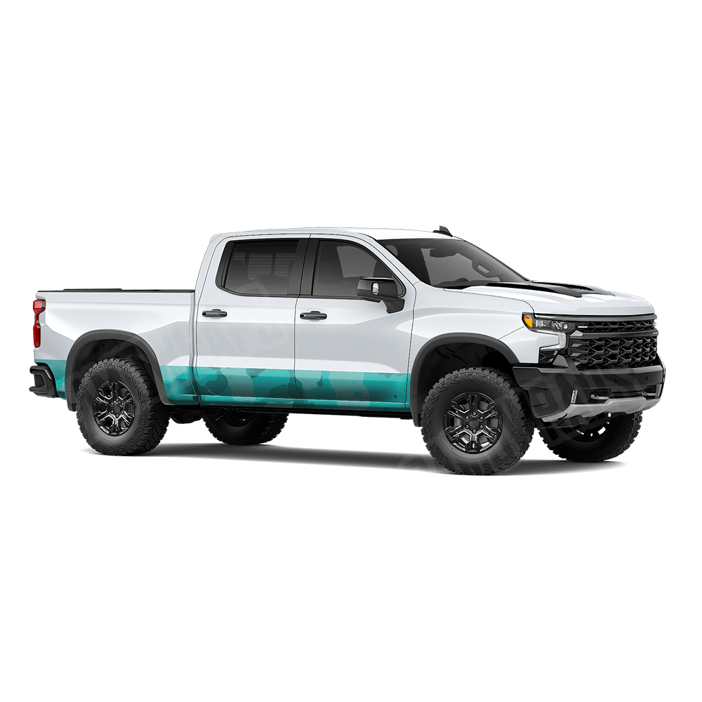 Jumbo Cumulus Elite Tiffany Blue Rocker Panel Camo Vinyl Wrap