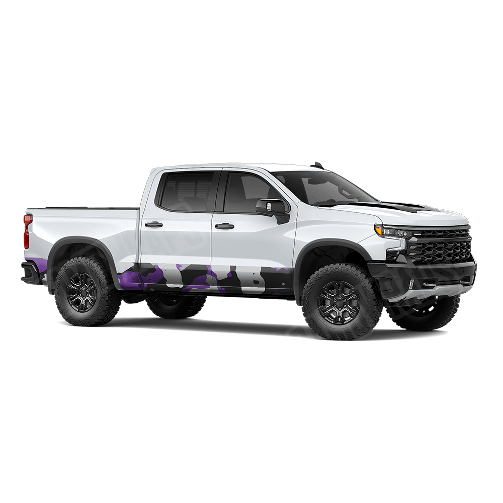 Jumbo Cumulus Purple Tiger Rocker Panel Camo Vinyl Wrap