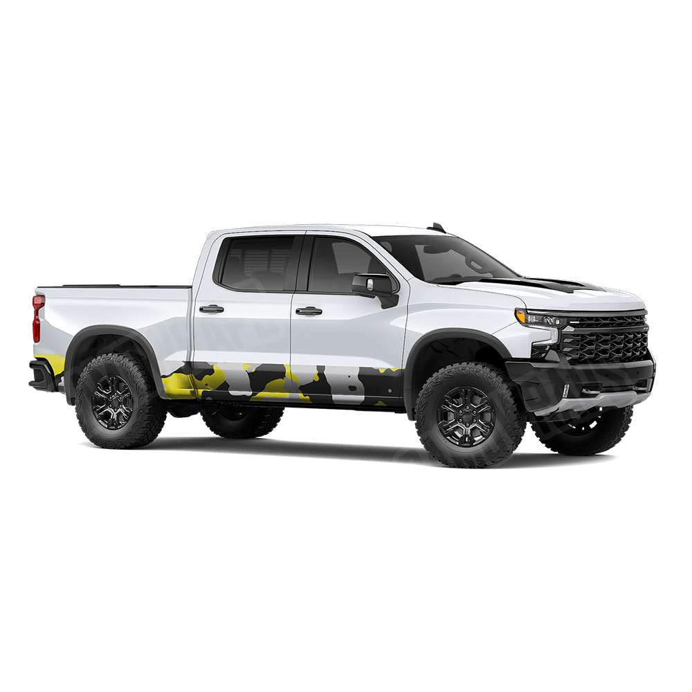 Jumbo Cumulus Yellow Tiger Rocker Panel Camo Vinyl Wrap