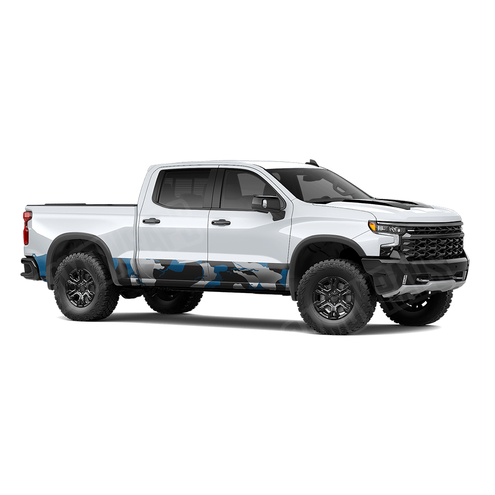 Jumbo Ragged Blue Tiger Rocker Panel Camo Vinyl Wrap