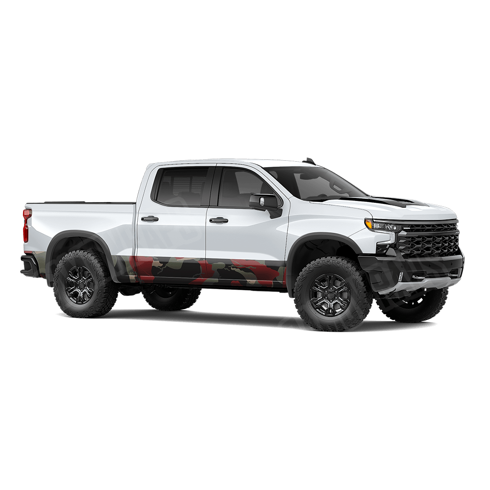 Jumbo Ragged Militant Red Rocker Panel Camo Vinyl Wrap