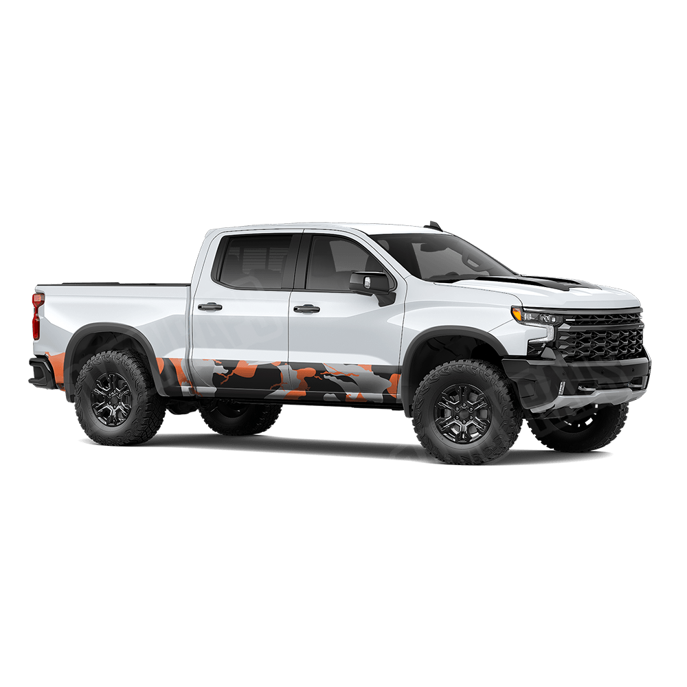 Jumbo Ragged Orange Tiger Rocker Panel Camo Vinyl Wrap