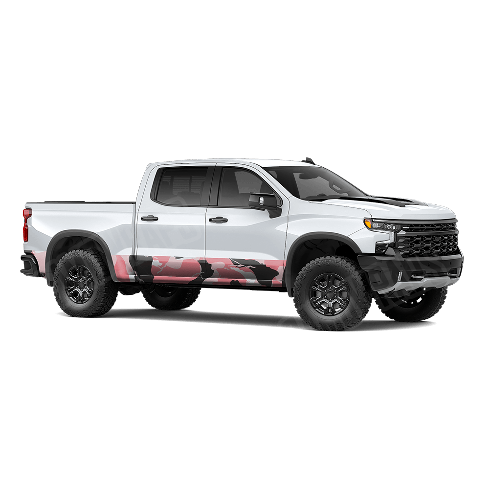 Jumbo Ragged Pink Rocker Panel Camo Vinyl Wrap