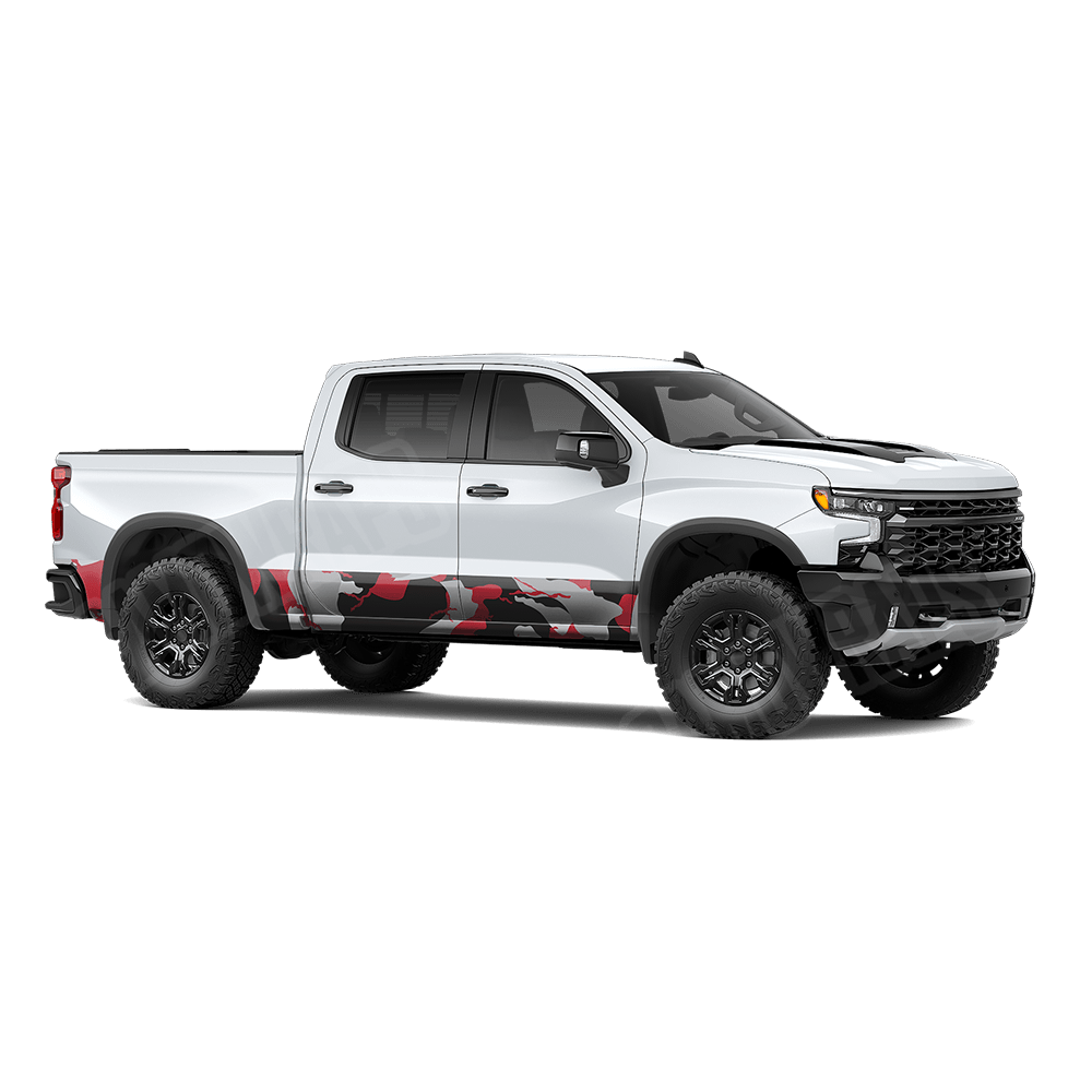 Jumbo Ragged Red Tiger Rocker Panel Camo Vinyl Wrap