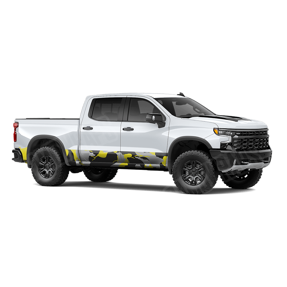 Jumbo Ragged Yellow Tiger Rocker Panel Camo Vinyl Wrap