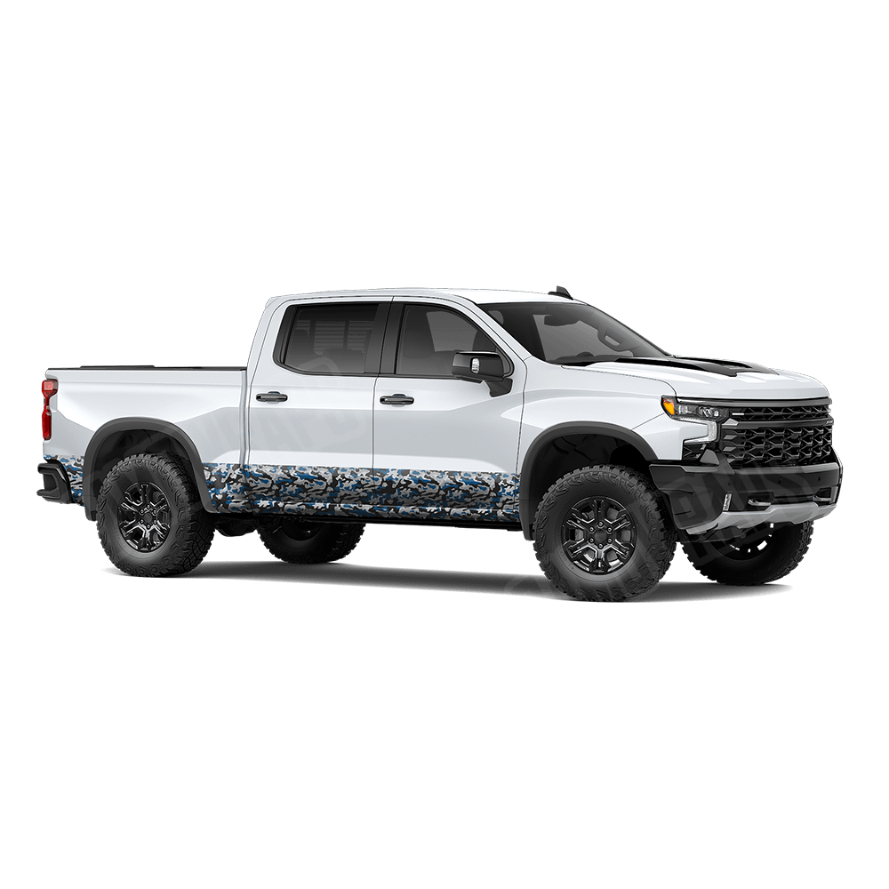 Large Classic Blue Tiger Rocker Panel Camo Vinyl Wrap