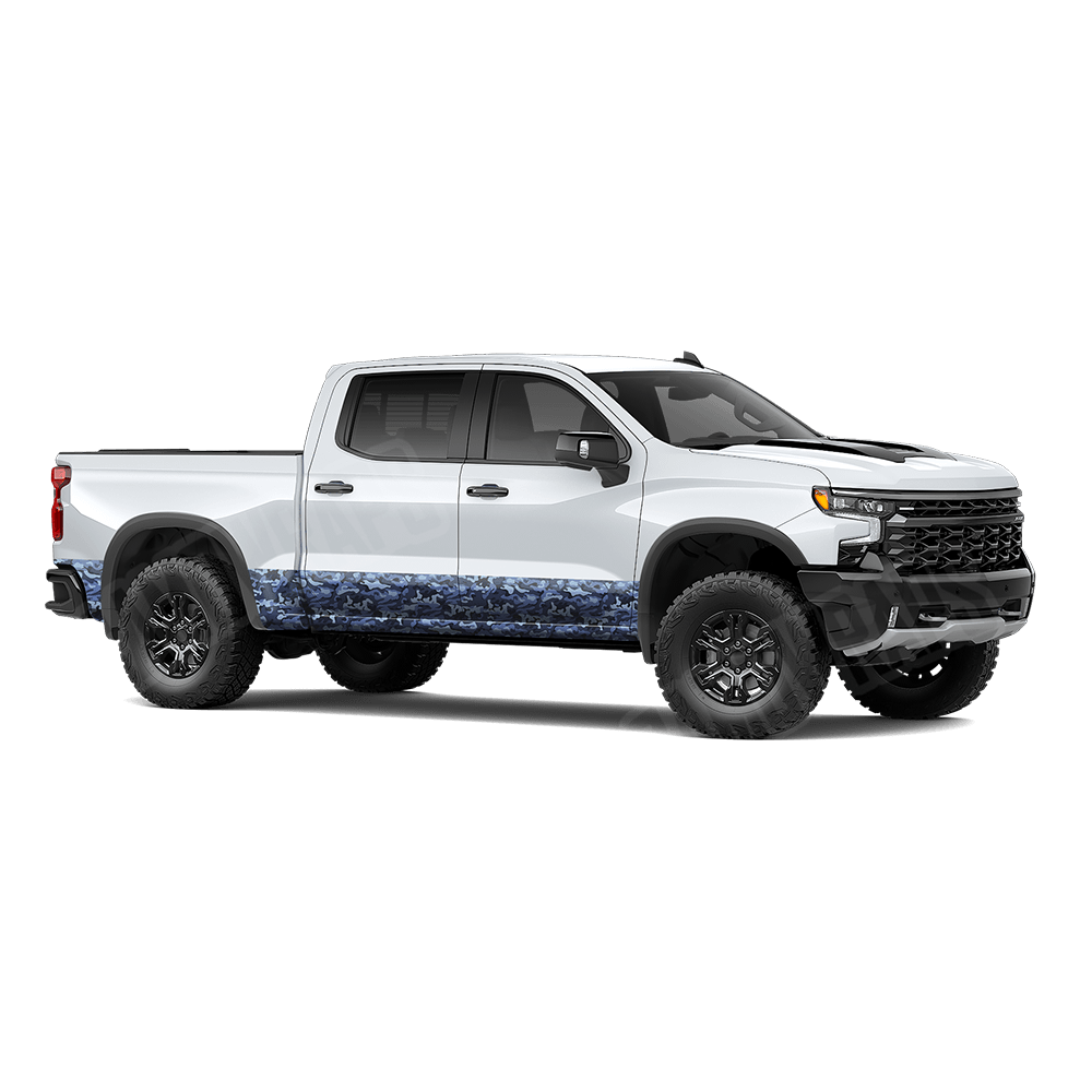 Large Classic Blue Urban Night Rocker Panel Camo Vinyl Wrap