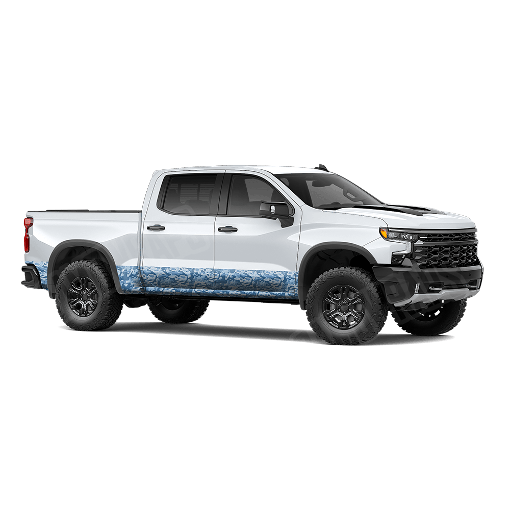 Large Classic Cool Blue Rocker Panel Camo Vinyl Wrap