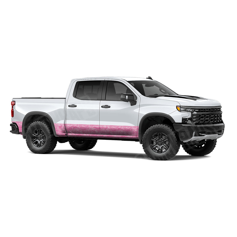 Large Classic Elite Pink Rocker Panel Camo Vinyl Wrap