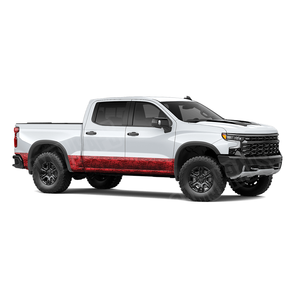 Large Classic Elite Red Rocker Panel Camo Vinyl Wrap