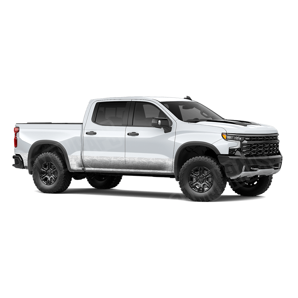 Large Classic Elite White Rocker Panel Camo Vinyl Wrap