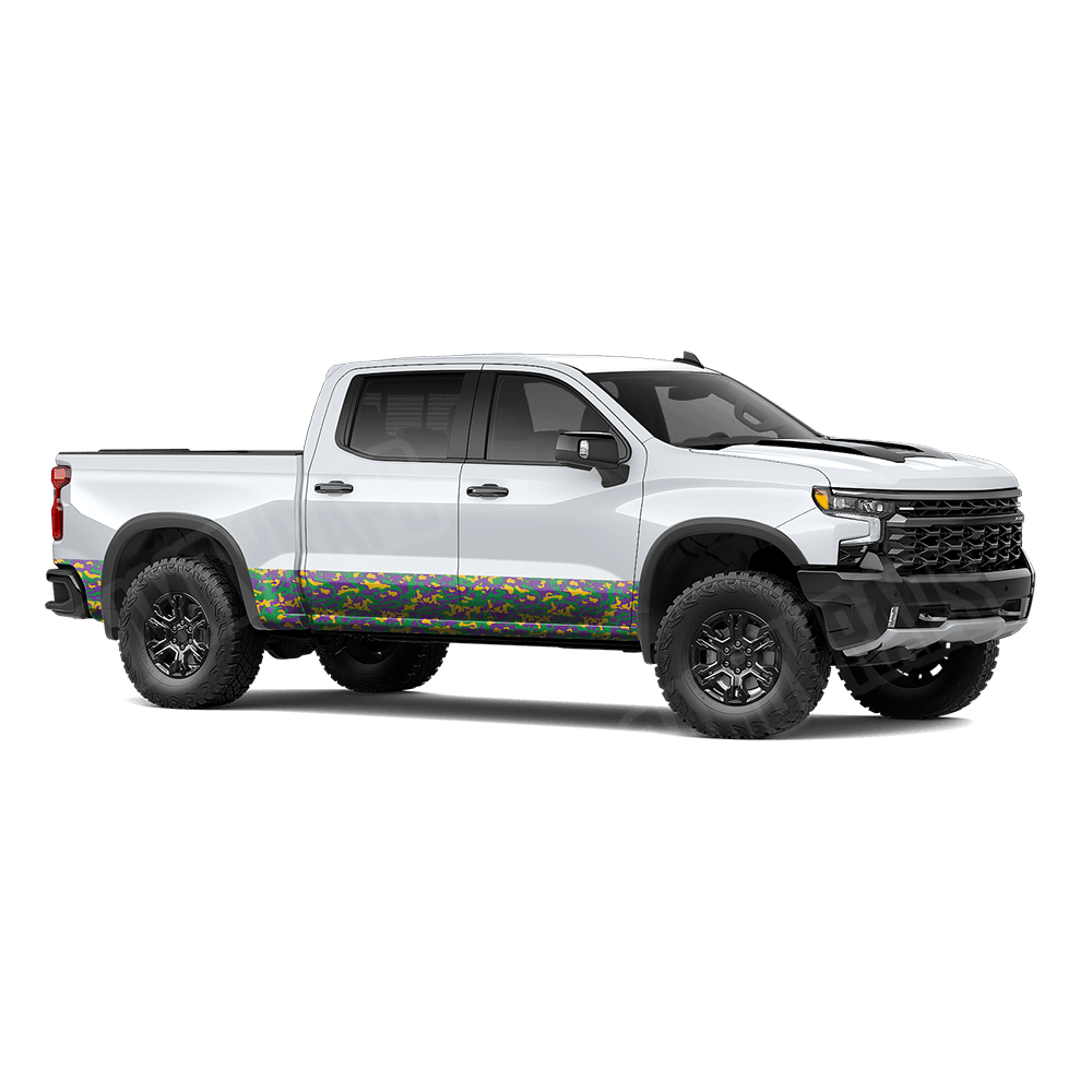 Large Classic Mardi Gras Rocker Panel Camo Vinyl Wrap