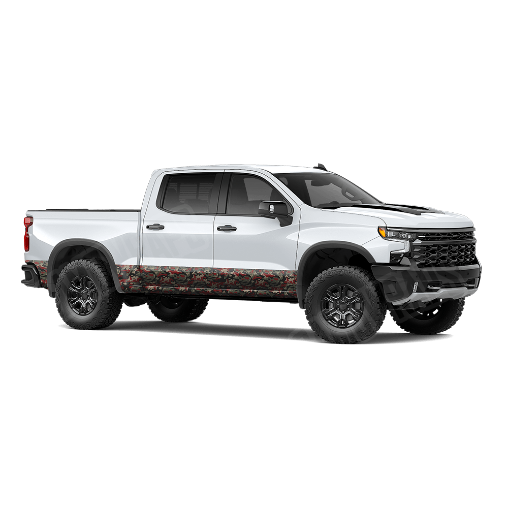 Large Classic Militant Red Rocker Panel Camo Vinyl Wrap